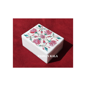 Cajas Rectangulares con Incrustaciones de Mármol con Hermoso Arte Floral, Diseño Exquisito y Trabajo Artesanal, Buena Calidad y Singularidad - Product Image 1