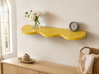 Étagère murale flottante en bois jaune en forme de nuage, support de rangement, présentoir, organisateur pour la décoration du salon et de la chambre