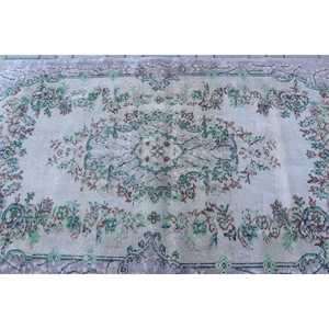 Tapis, 4x6,5 pieds, tapis vintage, tapis en patchwork vert, laine - Product Image 5