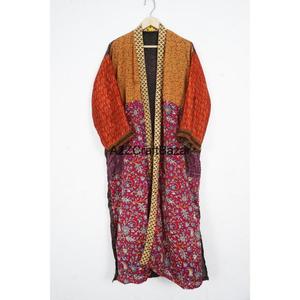 Vintage Bohemian Patchwork <b>Silk</b> <b>Kimono</b> Women Summer Hippie Style V Neck Drawstring Full Length Breathable Quick Dry Sleepwear - Product Image 4