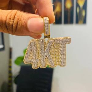Pendentif lettre 4KT serti de diamants en moissanite, or jaune, bijoux hip-hop, collier personnalisé avec nom - Product Image 6