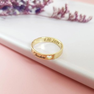 Custom Gold <b>Ring</b> <b>for</b> <b>Men</b> and Women Vintage Style with Personalized Name Heart Cutout Inside Engraved Birthdate Memorial <b>Ring</b> - Product Image 4