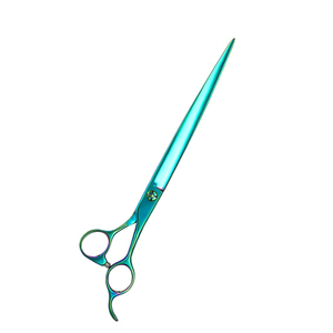 Ciseaux de toilettage pour poils d'animaux en acier inoxydable, lame droite enduite de couleur personnalisée avec repose-doigt fixe - Product Image 1