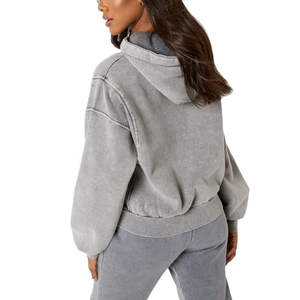 Sudadera con capucha de peso pesado lavado ácido con logotipo personalizado de alta calidad lavado secado rápido Sudadera con capucha desgastada sudaderas con capucha para mujer - Product Image 2