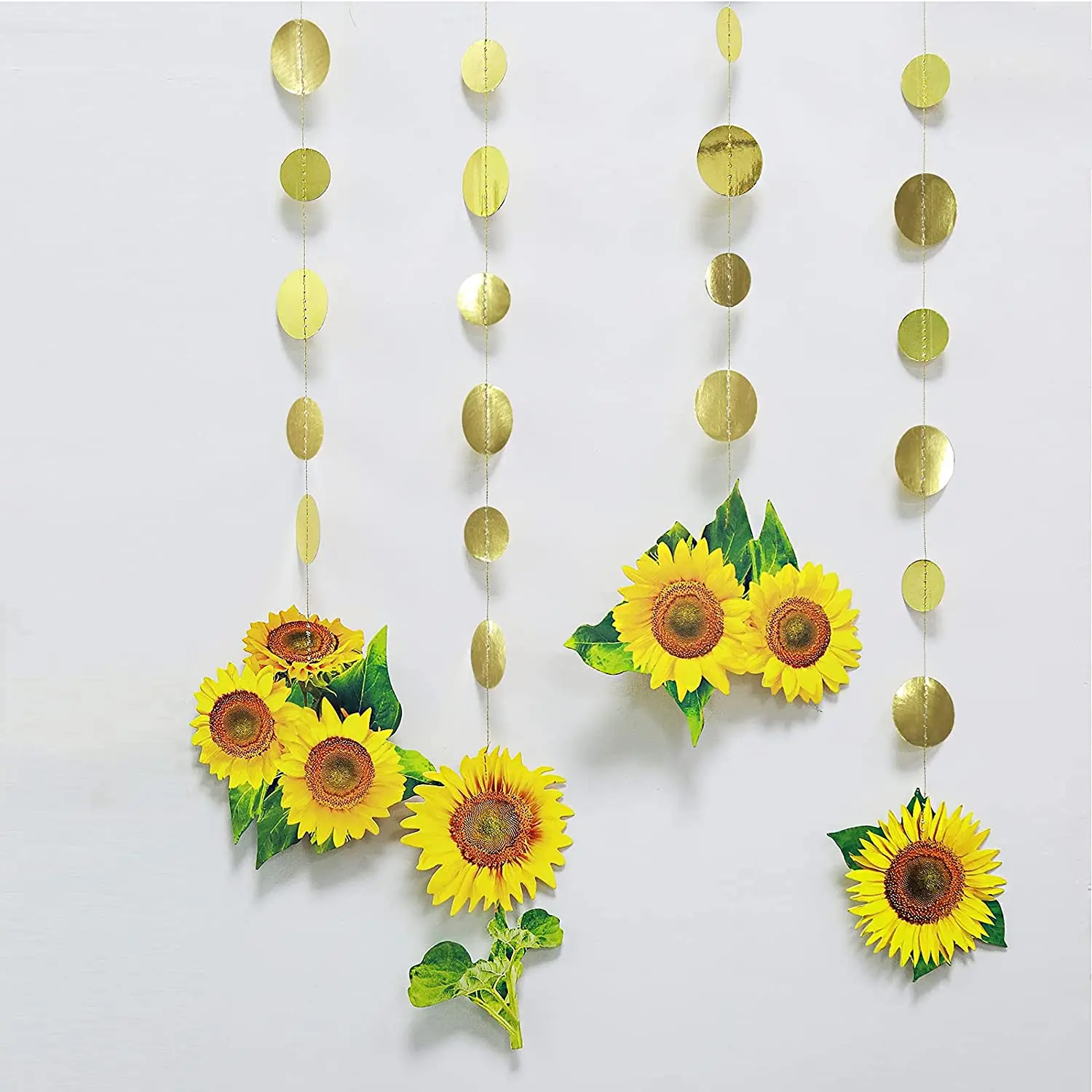 12 senar bunga matahari garland pesta ulang tahun anak Dekorasi bunga matahari lingkaran Dot Streamer musim panas latar belakang dekorasi spanduk