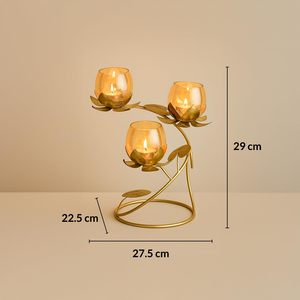 Vintage Style Tea Light Holder Antique Finish Gold Metal & Glass Eco-Friendly Luxury Unique Wedding Dining Table Decor - Product Image 4