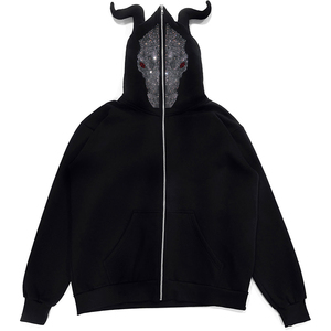 Sweat à capuche pour homme surdimensionné, imperméable, en coton lourd de haute qualité, avec logo en strass, fermeture éclair intégrale sur le devant, style streetwear personnalisé - Product Image 1