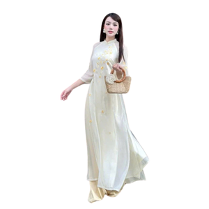 Vestidos asimétricos de Modal con estampado de leopardo Vintage personalizables para mujer Ao Dai modernos vietnamitas hechos a mano antiestático ODM directo - Product Image 5
