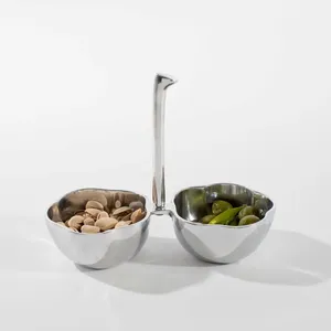 Nuevo Tazón de Metal Artesanal 2026 con Acabado Antiguo Cepillado y Silueta Curva Biomórfica, Seguro y Plateado, Mayorista Zahid Exports - Product Image 1