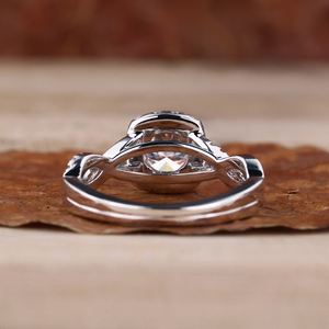 Anillo de Diamante de Laboratorio de Corte Redondo de 1.07 Quilates con Halo, Banda Trenzada con Pavé, para Compromiso, Propuesta de Matrimonio, Regalo de Boda, Diamantes Sueltos - Product Image 5