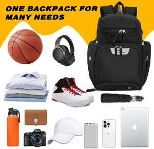 Grand sac à dos de sport unisexe en polyester, style hip-hop, avec compartiment zippé pour ballon et compartiment à chaussures, grande capacité pour basketball, football, volleyball - Product Image 4