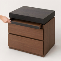 Table de chevet moderne minimaliste en bois massif, style italien, avec 3 tiroirs et compartiment secret dissimulé pour chambre principale