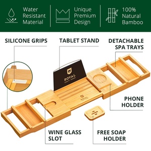Vassoio Angolare Moderno in Legno Naturale per Vasca da Bagno, per Uso Domestico o Alberghiero - Product Image 2