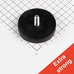 Sistema magnetico gommato Ø64x11,5mm con perno filettato - Product Image 1