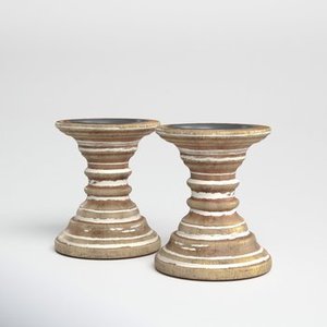 <b>Small</b> Hand Curved Design Candlestick Holder Hot Selling Wooden Pillar <b>Candle</b> Holder Manufacture and Exporter - Product Image 6