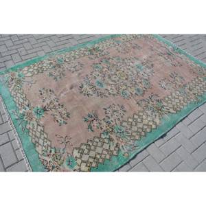 พรมลายเย็บปะสีเขียว8.1ft x 5.4แบบวินเทจแผ่นยางรองหลังสำหรับวัยรุ่น - Product Image 2