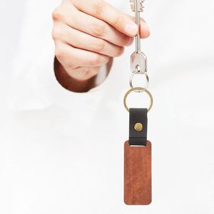 Porte-clés rectangulaire personnalisé en bois vierge pour plaque d'immatriculation, promotionnel, en gros - Product Image 3