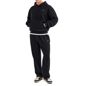 Ensemble de survêtement pour homme en coton 100% de haute qualité, lavage à l'acide, hiver, poids lourd, écologique, respirant, design personnalisé, style hip-hop - Product Image 1
