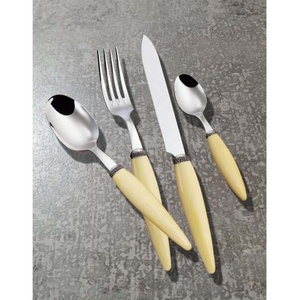 Wholesale Simplicity Stainless Steel Designer Long Portable Handle Stainless Steel Gold Plated Spoon Knife Fork <b>Cutlery</b> Set - Product Image 3