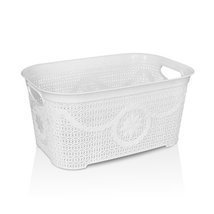 Cesta de Plástico Multiusos Rectangular de 12000 ml con Diseño de Punto, Asas y Organizador de Almacenamiento Duradero para Baño - Product Image 5