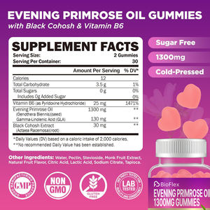 Gummies à l'huile d'onagre en marque privée OEM pour l'équilibre hormonal, le soulagement naturel du syndrome prémenstruel et le soutien à la ménopause, gummies végétaliennes - Product Image 2