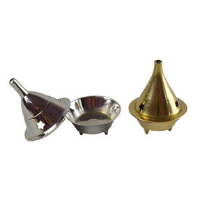 Brûleur d'encens en forme de cône en métal avec nouveau porte-encens de conception de finition polie brillante et support d'encens de couleur argentée - Product Image 4