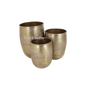 Pot de fleurs en aluminium couleur or de qualité supérieure, forme ronde, pour la décoration intérieure - Product Image 6