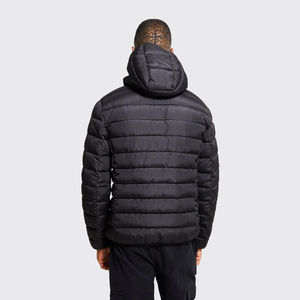 Veste matelassée à capuche pour hommes tendance OEM Blouson aviateur noir coupe-vent avec logo personnalisé - Product Image 5