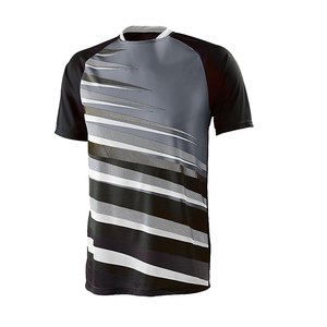 Maillot de football personnalisé imprimé DTF 100% polyester, design color block, respirant, manches courtes, nom et numéro d'équipe personnalisés - Product Image 1