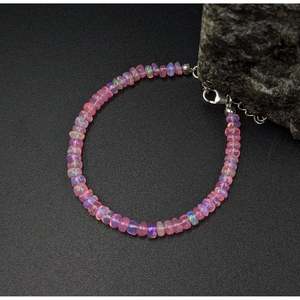 AAA+ Pink Ethiopian <b>Opal</b> Beaded <b>Bracelet</b> with Garnet Amethyst Pearl Diamond and Agate Trendy Religious Style Perfect Gift - Product Image 4