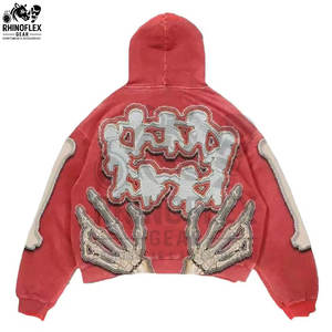 Sudaderas con Capucha de Felpa con Cierre y Bordado Desgastado, Mezcla de Algodón de Alta Calidad, las Más Vendidas, Precio al por Mayor para Invierno, Personalizables - Product Image 2