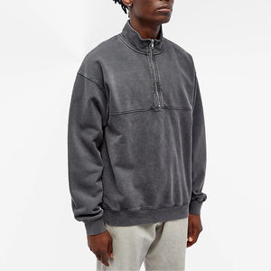 Sudadera térmica de gran tamaño con logotipo personalizado lavado ácido 100% algodón media cremallera sudaderas con capucha para hombre Sudadera con capucha y cremallera - Product Image 2