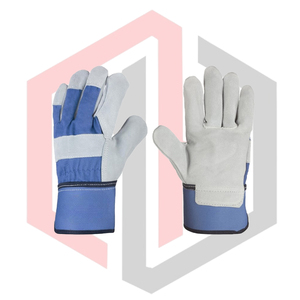 Guantes de Trabajo de Cuero y Lona, Azules, de Cuero Dividido, Cómodos, para Exteriores, Protección para las Manos, Transpirables, MH EXPORT IMPORT - Product Image 1
