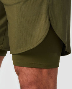 Custom Vintage Fitness Running 100% algodón hombres sudor 3D pantalla espuma Puff estampado gimnasio malla pantalones cortos con cordón - Product Image 5