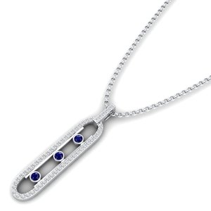 REYES Nouveau Design Pendentifs en argent sterling 0.12 Moissanite avec saphir bleu de 925 carats pour femmes - Product Image 4