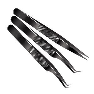 Imprimer Logo Fiber Tip Cils Pincettes 45 75 90 Degrés Nano Grip Pincettes Personnalisé Private Label Extension de Cils Pince À Épiler En Vedette - Product Image 4