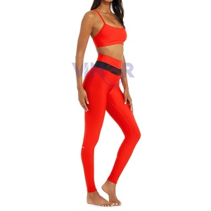 Conjunto de ropa activa de gimnasio sin costuras con logotipo personalizado para mujer, Spandex Sujetador deportivo de material, mallas de talla grande, conjunto deportivo de entrenamiento de Yoga - Product Image 6