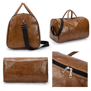 Sac fourre-tout de voyage en cuir PU grande capacité, sac à bandoulière tendance pour hommes et femmes avec fermeture éclair - Product Image 3