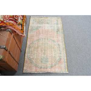 2x3.37 ft Vintage Turkish Rug, Small Rug, Green <b>Yellow</b> Patchwork <b>Wool</b> Rug - Product Image 1