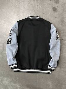 Veste à capuche hiver collège baseball personnalisée hommes noir laine sensation corps gris clair manches Varsity vêtements d'extérieur Streetwear - Product Image 2