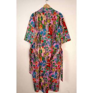 Bata Kimono Ligera de Algodón Casual para Mujer, Talla Única, Estampado Floral, para Descansar en Casa - Suministro ODM - Product Image 2