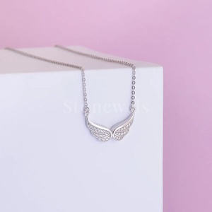 <b>Angel</b> Wings <b>Necklace</b> a Symbol of Grace and Protection Adorned with Sparkling Diamonds for Timeless Elegance Stonewels - Product Image 3