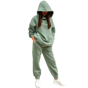 100% Cotton Custom 450 Gsm Tracksuit Supplier Blank Hoodie Sweatpants Set Manufacturers <b>ladies</b> skin fitted polyester tracksuits - Product Image 3