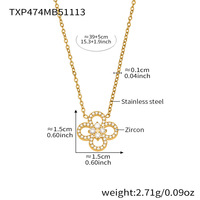 Ensemble collier pendentif trèfle à cinq feuilles en zircone complète, collier ras du cou ultra fin et délicat, bracelet en acier inoxydable, bijoux pour femmes