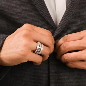 Original Moissanite Diamond Eternity Wedding Band for Men 925 Silver Fine Jewelry Men's Engagement <b>Ring</b> with Her gift - Product Image 4