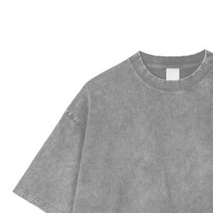 T-shirt lourd lavé à la pierre acide pour hommes surdimensionné recadrée Boxy Fit goutte épaule Style Streetwear maillot personnalisable - Product Image 2
