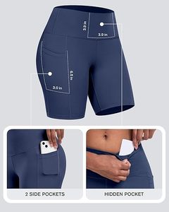 Women's High-Waisted Gym Shorts Breathable Biker Style <b>Tummy</b> <b>Control</b> Spandex Yoga Athletic Workout Shorts Plain Dyed Pockets - Product Image 2