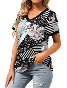 T-shirt personnalisé pour femme, sublimation couleur, dernier design, vêtement d'été en tissu toile - Product Image 5