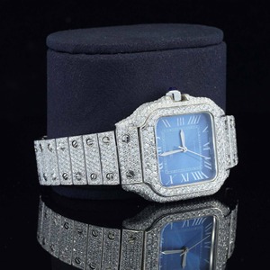 Reloj de diamantes LabGrown automático con esfera azul romana con movimiento japonés, reloj de lujo con función de fecha - Product Image 4