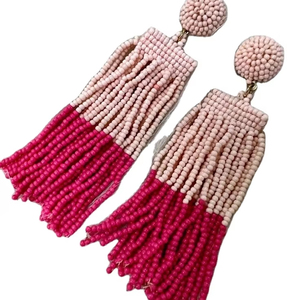 Boucles d'oreilles pendantes en perles de rocaille faites à la main bohème vintage pour femmes nouvelle collection avec boucles d'oreilles pendantes - Product Image 1